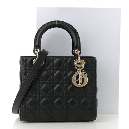 Christian Dior Lambskin Cannage Medium Lady Dior Black 12 of 12