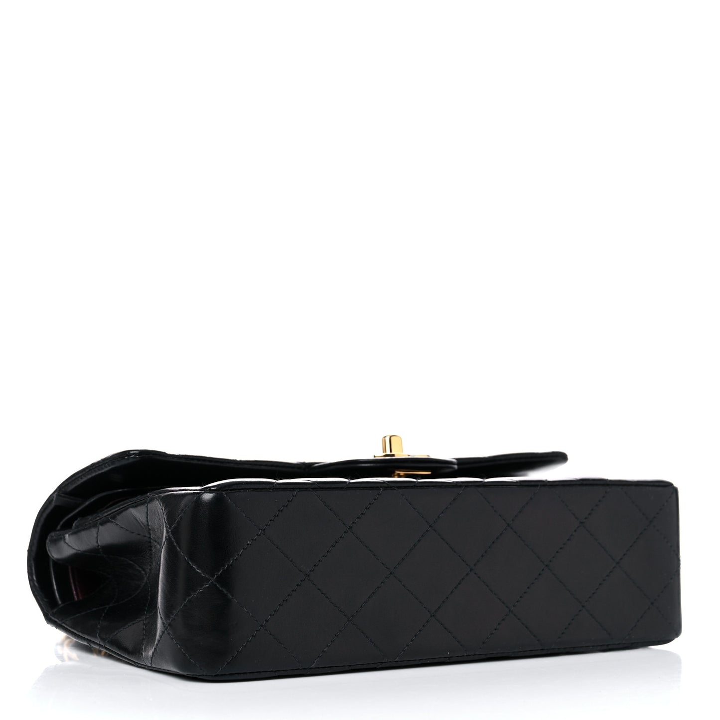 Lambskin Quilted Medium Double Flap Black
