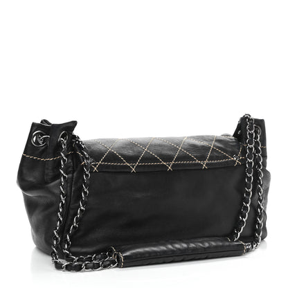 Chanel Lambskin Contrast Stitch Surpique Accordion Flap Black 2 of 12