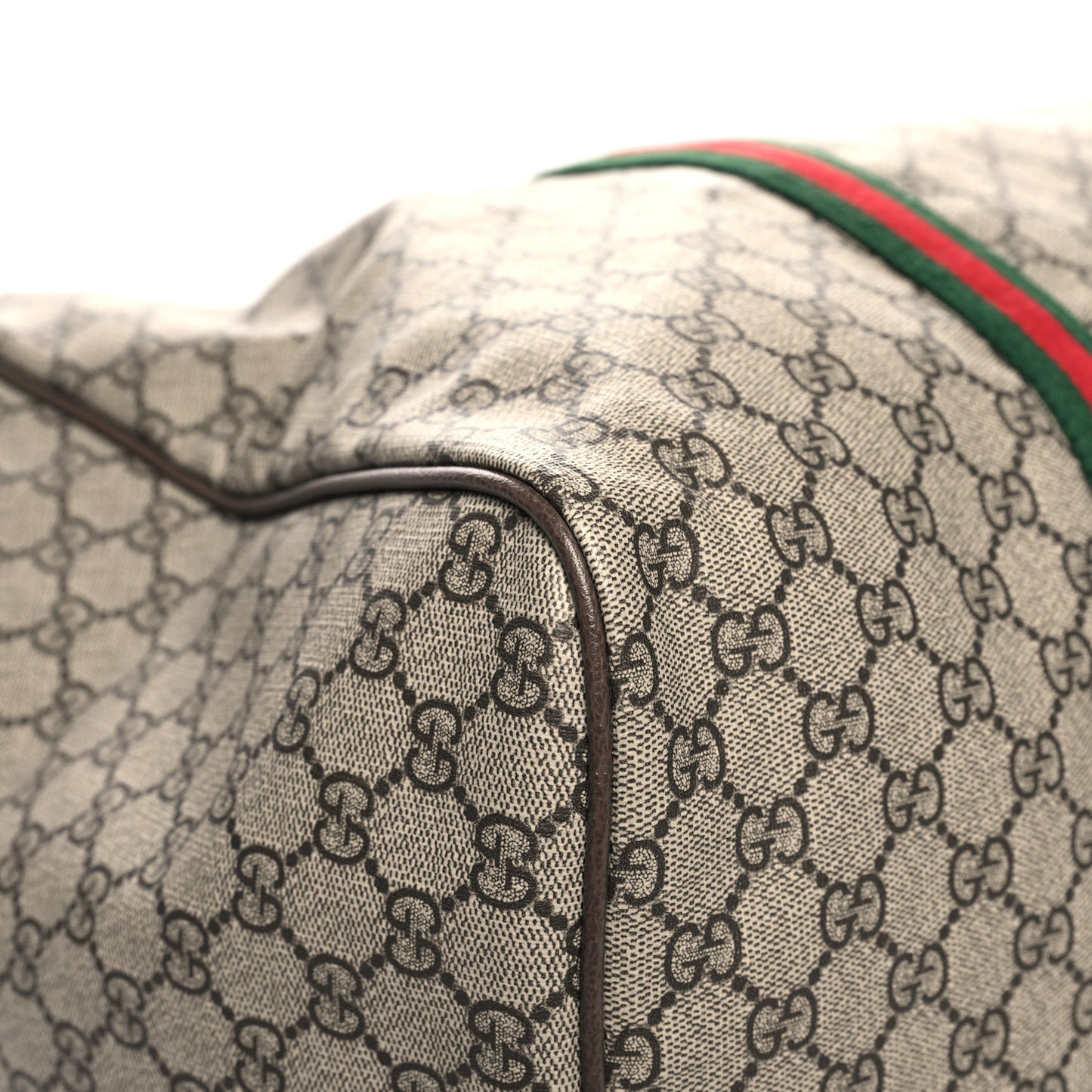 GG Supreme Monogram Web Large Duffle Bag Brown
