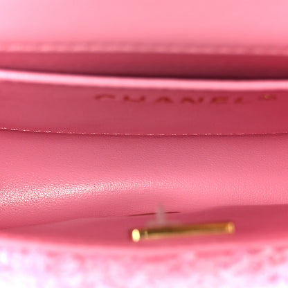 Chanel Tweed Quilted Pearl Twist Mini Square Flap Pink Dark Pink 5 of 12
