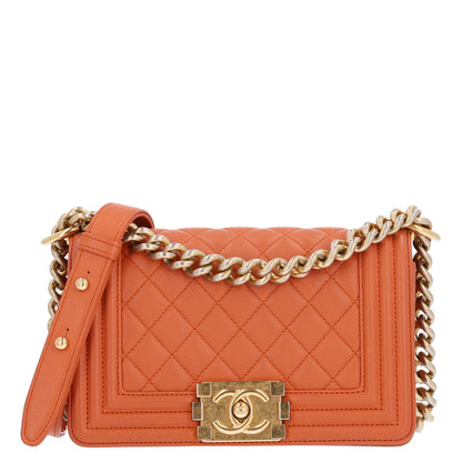 Chanel Calfskin Quilted Small Boy Flap Orange 1 of 10