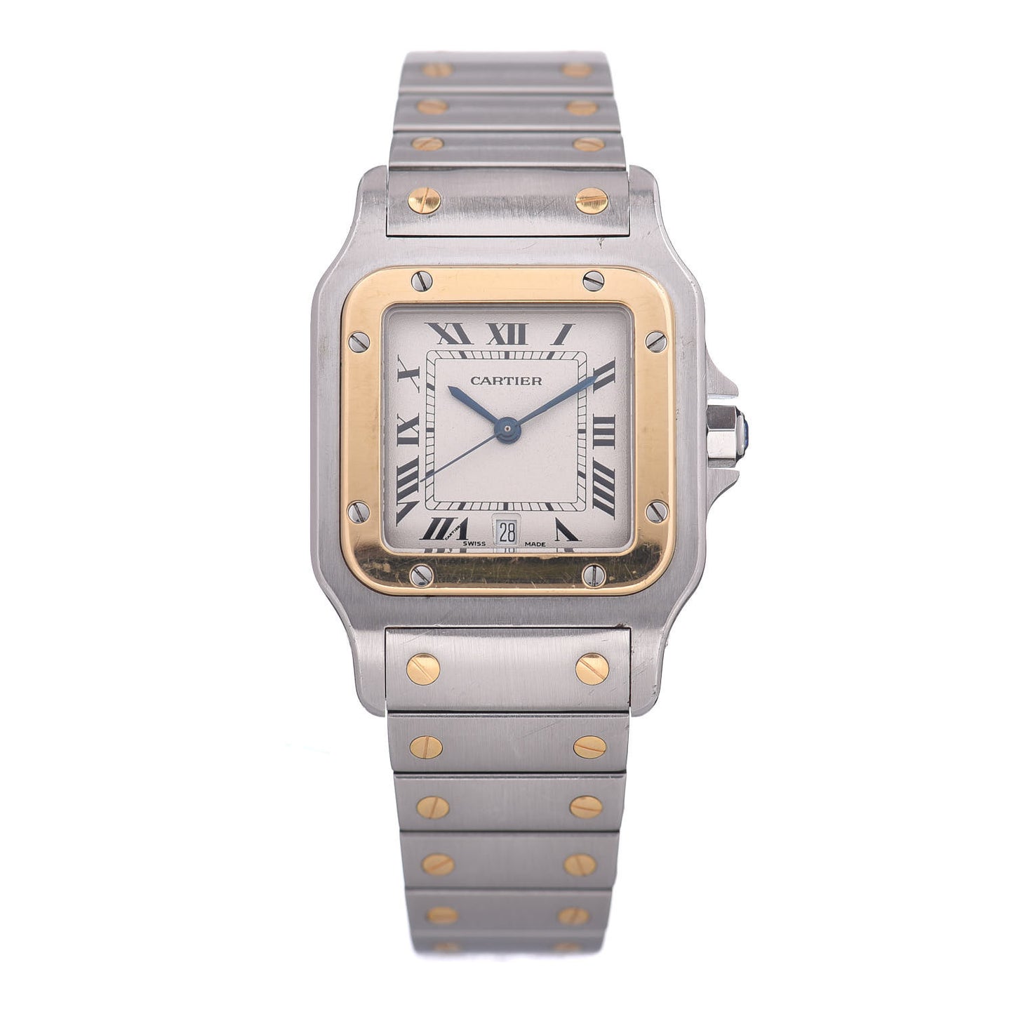 Stainless Steel 18K Yellow Gold 29mm Santos De Galbee Quartz Watch