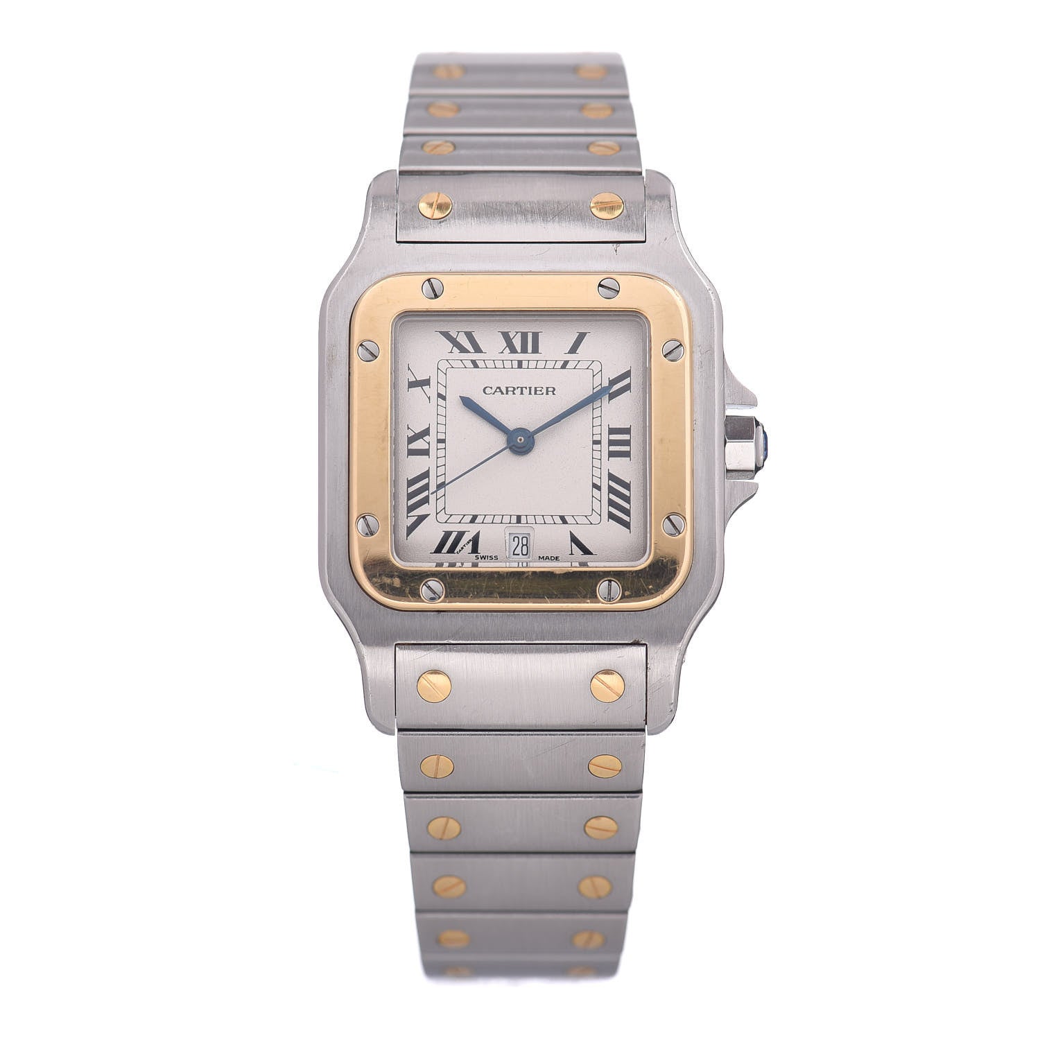 Cartier Stainless Steel 18K Yellow Gold 29mm Santos De Galbee Quartz Watch 1 of 5