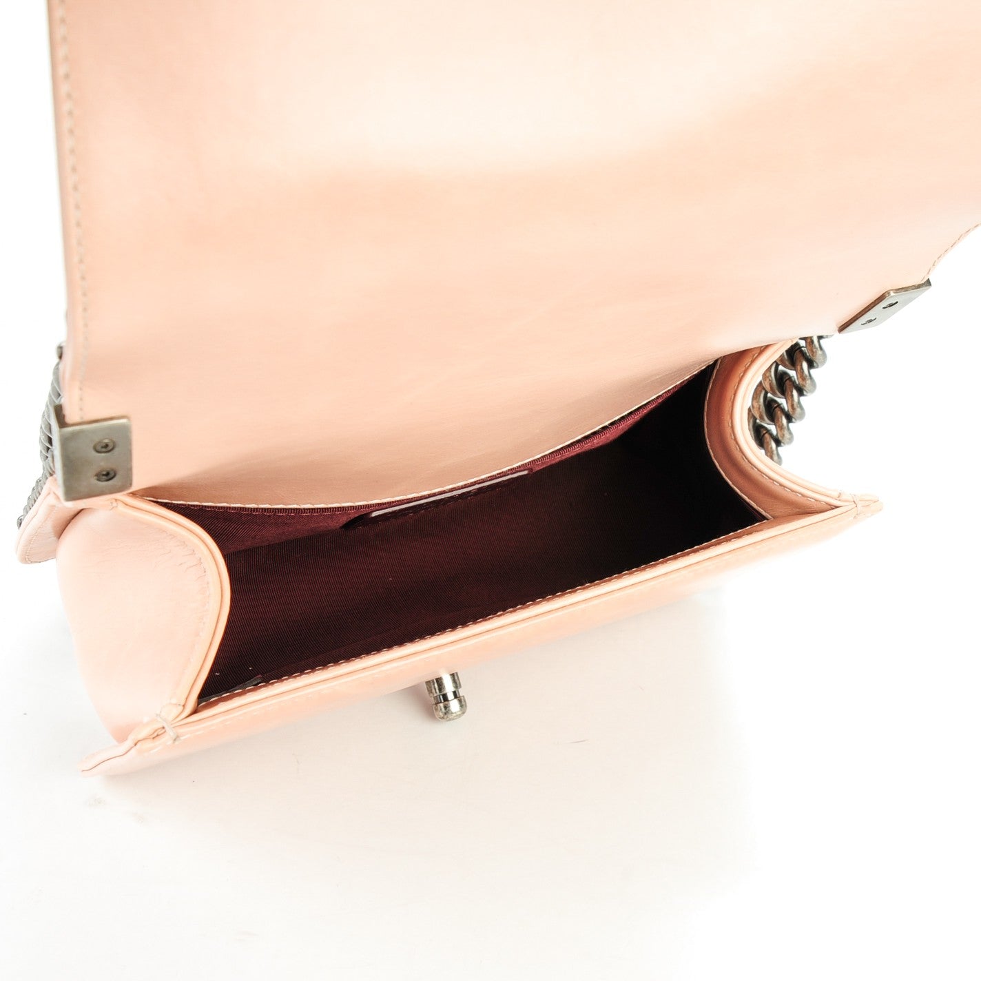 Glazed Calfskin Small Boy Chained Flap Pink