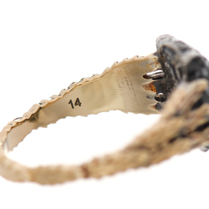 Gucci 18K Yellow Gold Sterling Silver Diamond Pearl Le Marche Des Merveilles Feline Ring 54 6.75 5 of 6