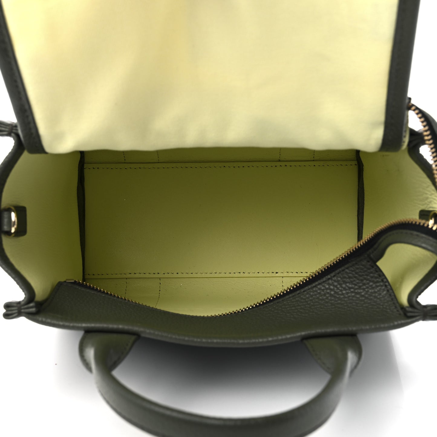Grained Calfskin Small The Tote Bag Bronze Green