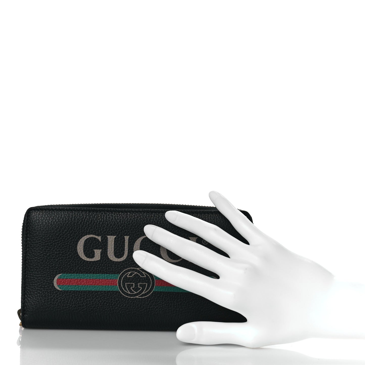 Calfskin Logo Zip Around Wallet Black
