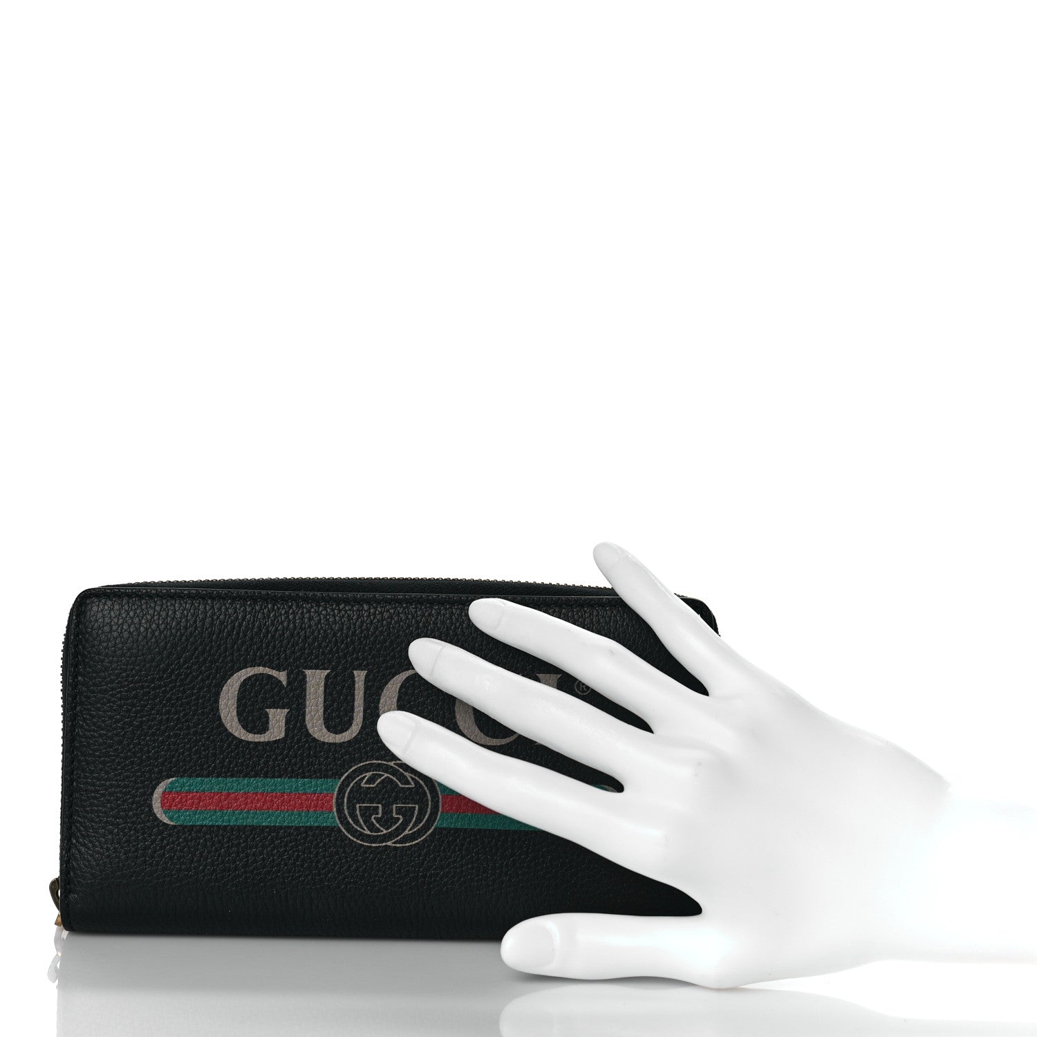Gucci Calfskin Logo Zip Around Wallet Black 2 of 10