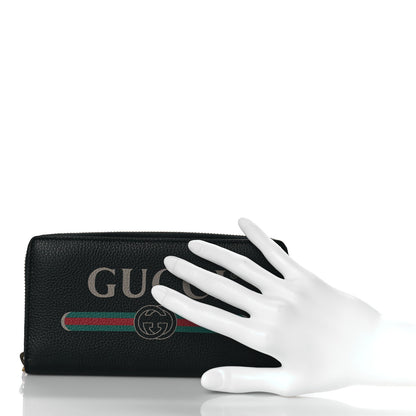 Gucci Calfskin Logo Zip Around Wallet Black 2 of 10