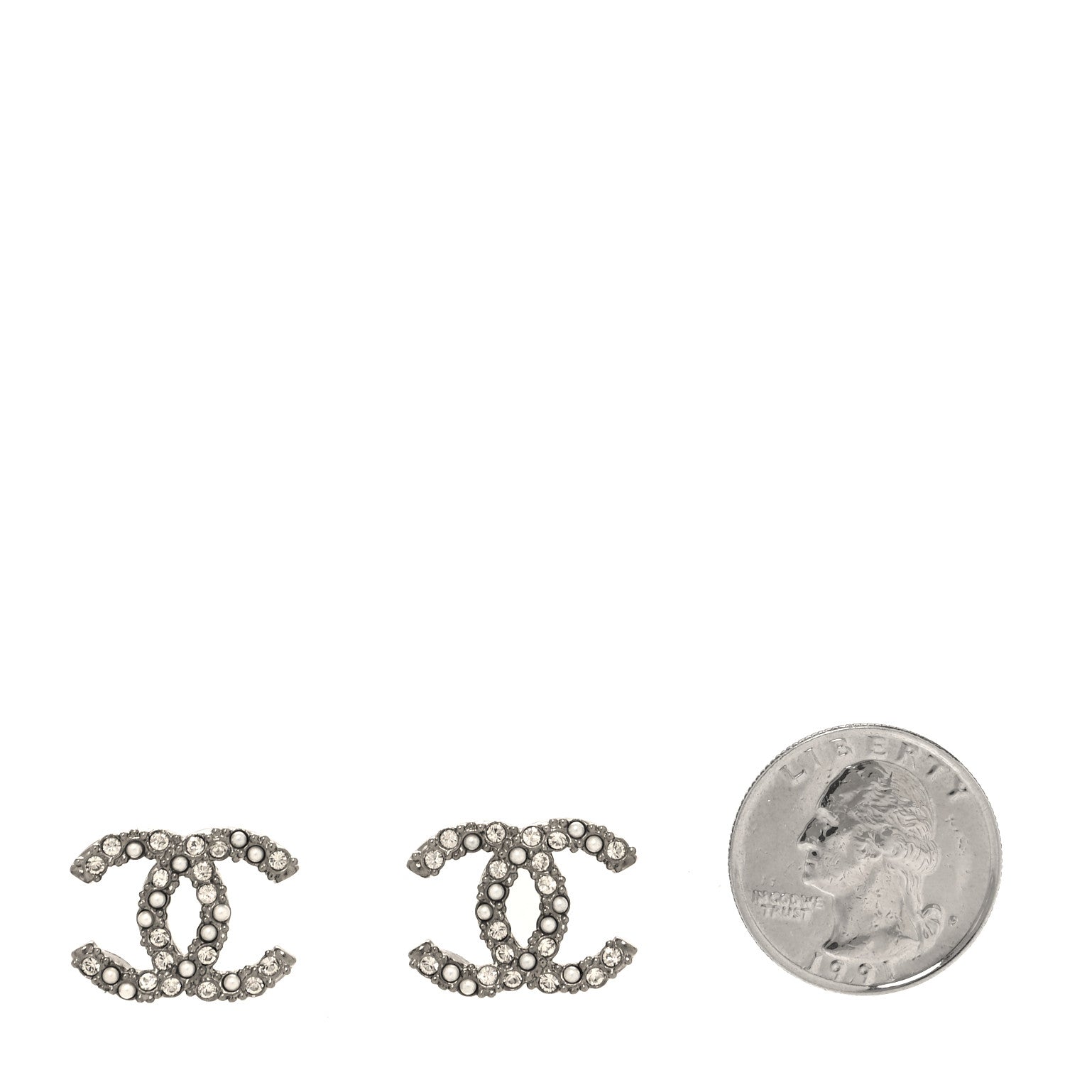 Chanel Ruthenium Crystal Pearl Caviar Earrings 2 of 5
