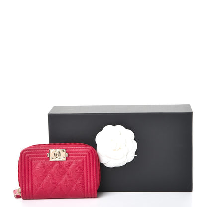 Chanel Caviar Quilted Boy Zip Around Coin Purse Wallet Fuchsia 9 of 9