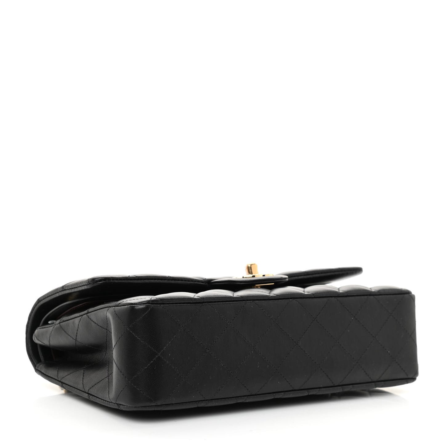 Lambskin Quilted Medium Double Flap Black