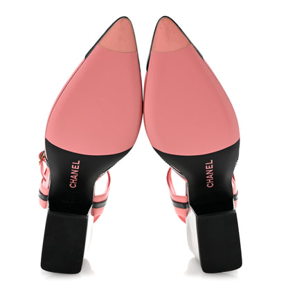 Chanel Patent Calfskin CC Ankle Strap Sandals 38 Pink Black 6 of 10