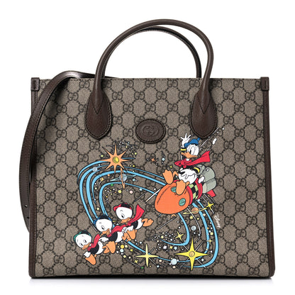 Gucci X DISNEY GG Supreme Monogram Donald Duck Retro Interlocking G Tote Bag Beige Multicolor New Acero 1 of 13