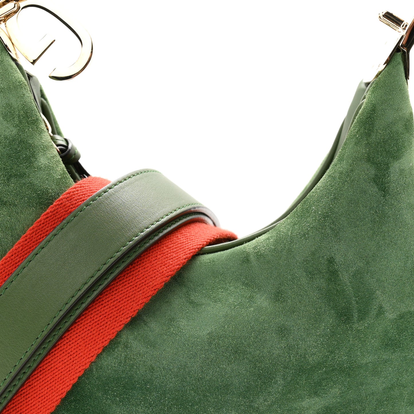 Suede Web Small Attache Shoulder Bag Cactus Green