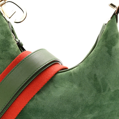 Gucci Suede Web Small Attache Shoulder Bag Cactus Green 8 of 10