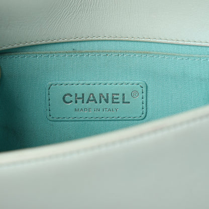 Chanel Iridescent Lambskin Chevron Quilted Small Boy Flap Turquoise 6 of 10