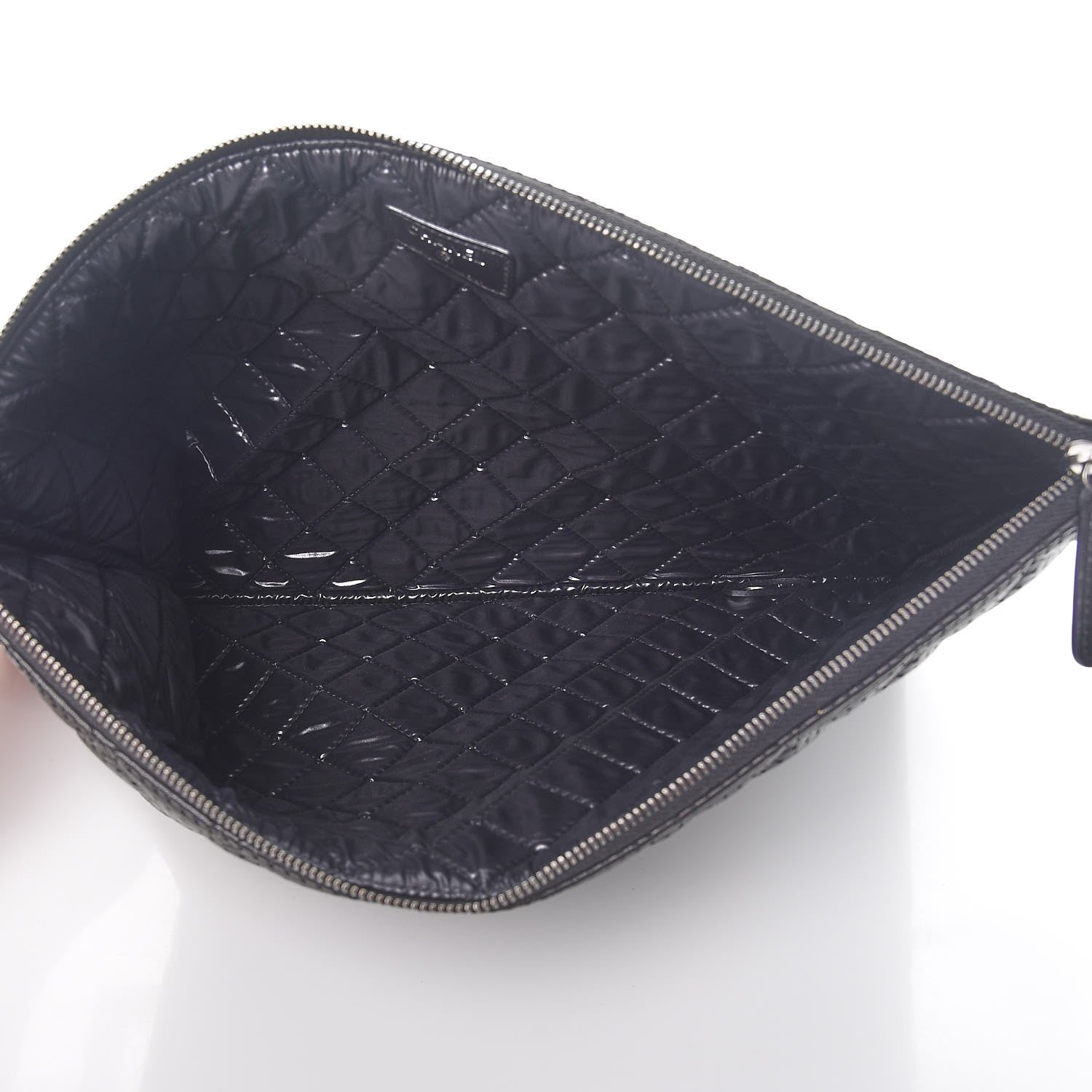 Chanel Perforated Lambskin Quilted Large Zip Pouch Black 5 of 9