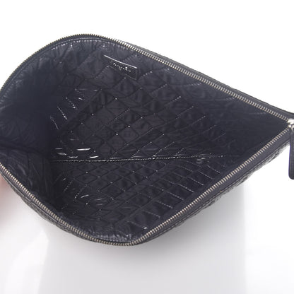 Chanel Perforated Lambskin Quilted Large Zip Pouch Black 5 of 9
