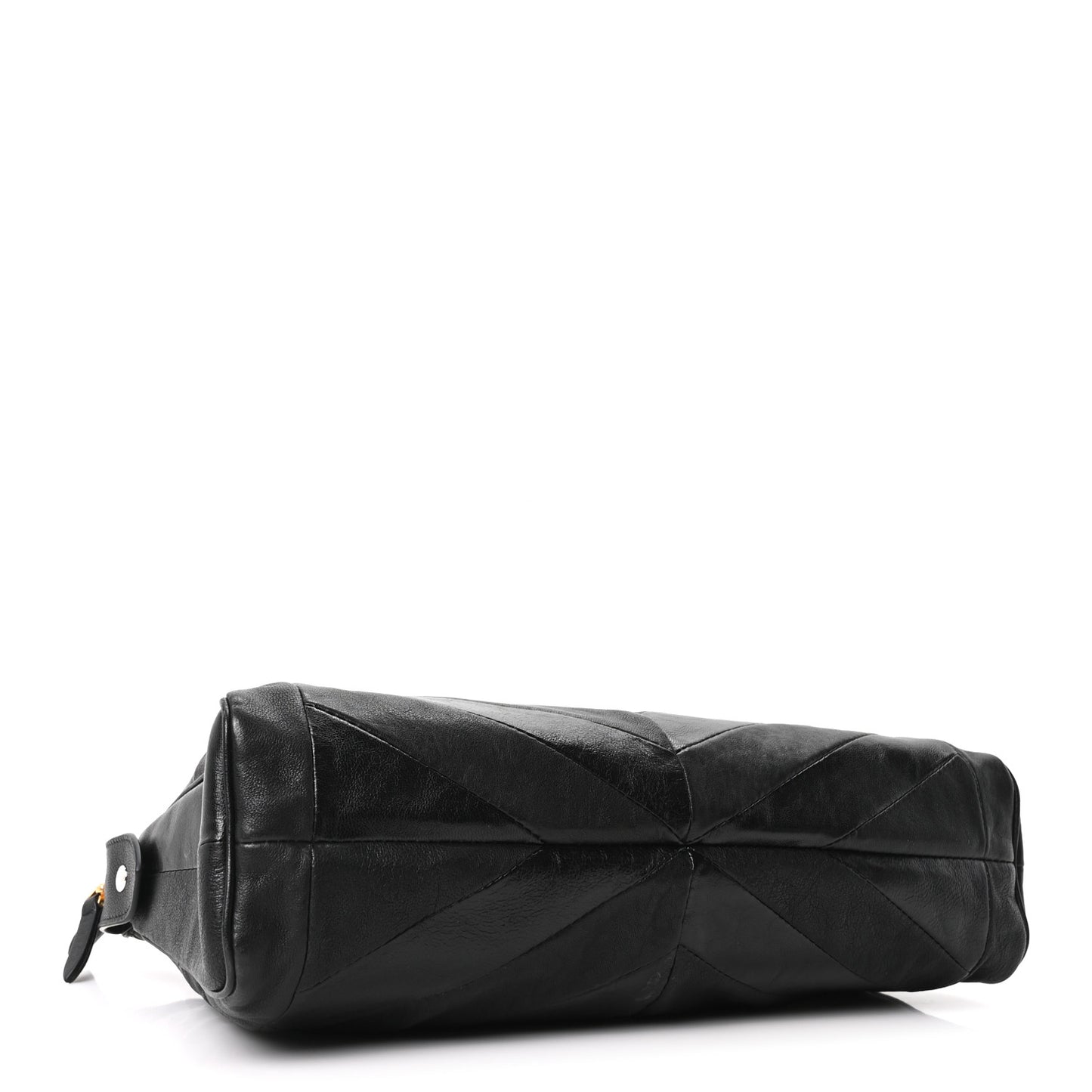 Shiny Nappa Crystal Chevron Patchwork Medium Panthea Bag Black