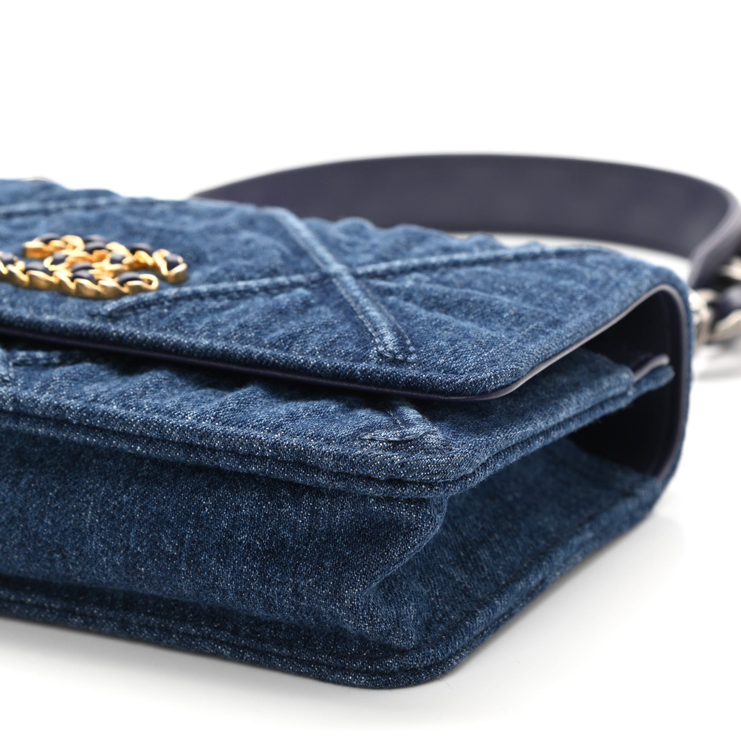Chanel Denim Quilted Chanel 19 Wallet On Chain WOC Blue 11 of 12