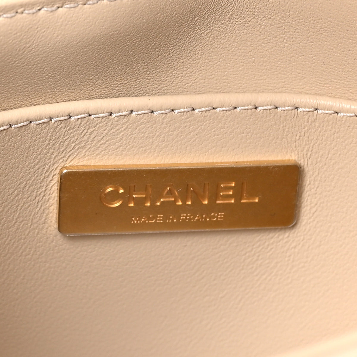 Lambskin Quilted Small Flap Top Handle Bag Beige