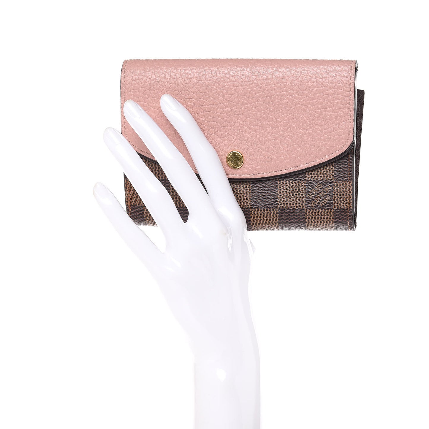 Damier Ebene Normandy Compact Wallet Rose Ballerine