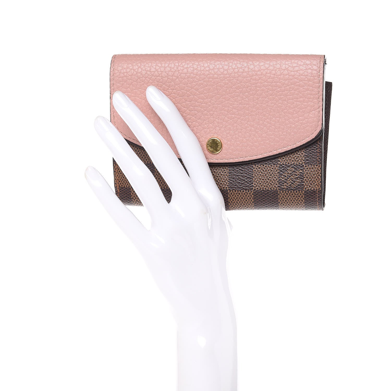 Louis Vuitton Damier Ebene Normandy Compact Wallet Rose Ballerine 2 of 9