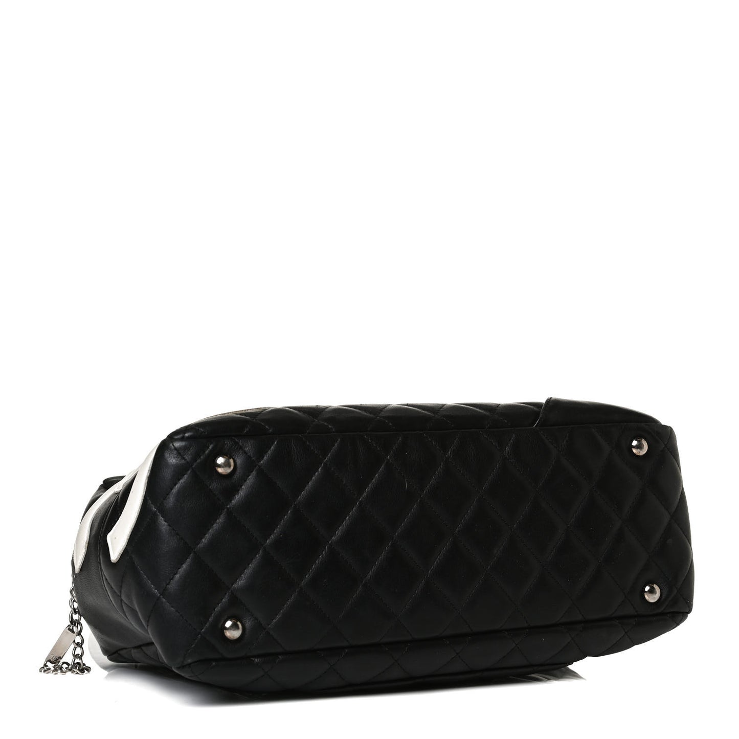 Calfskin Quilted Large Cambon Bowler Black White