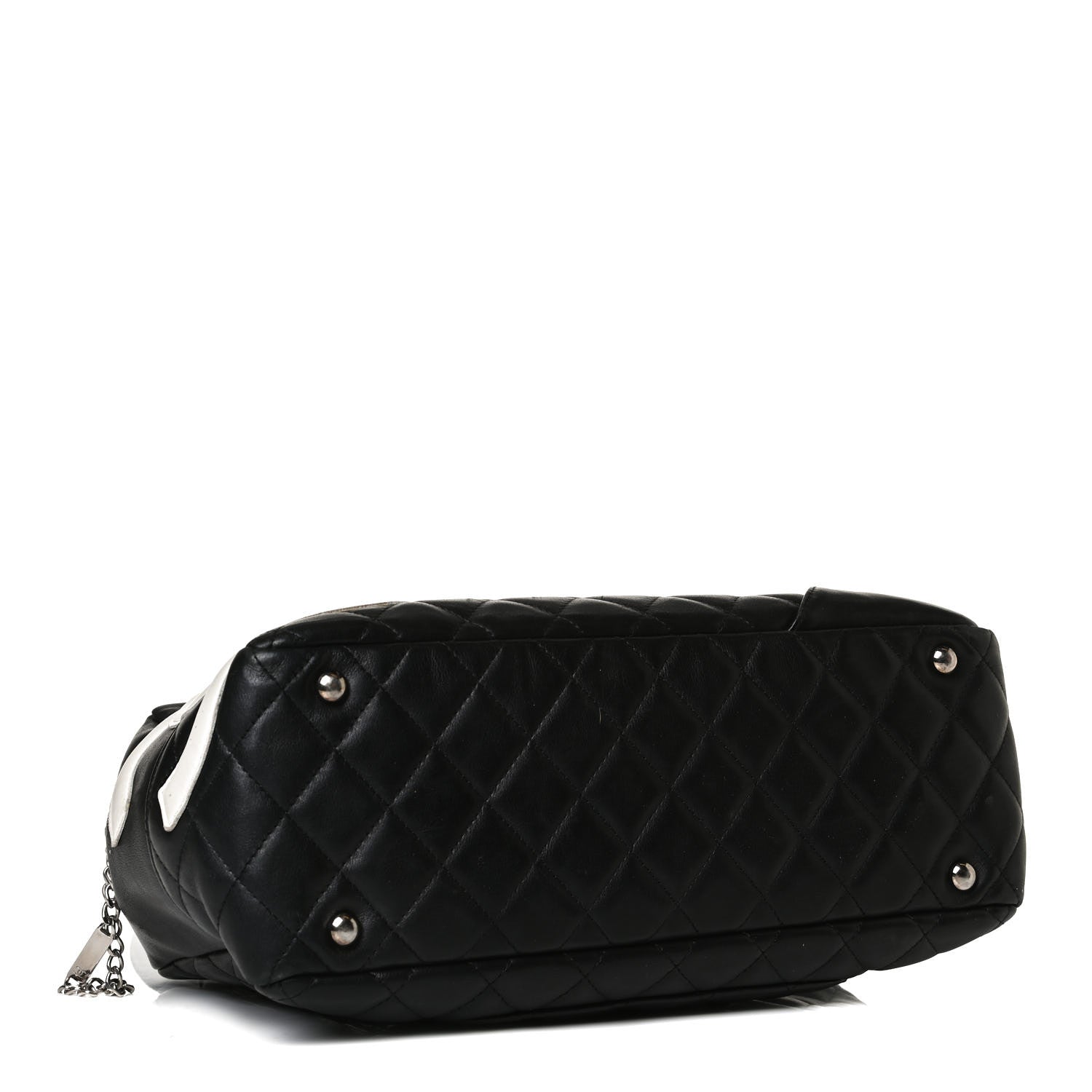 Chanel Calfskin Quilted Large Cambon Bowler Black White 4 of 17