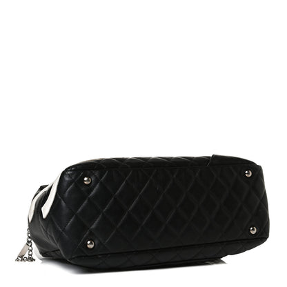 Chanel Calfskin Quilted Large Cambon Bowler Black White 4 of 17