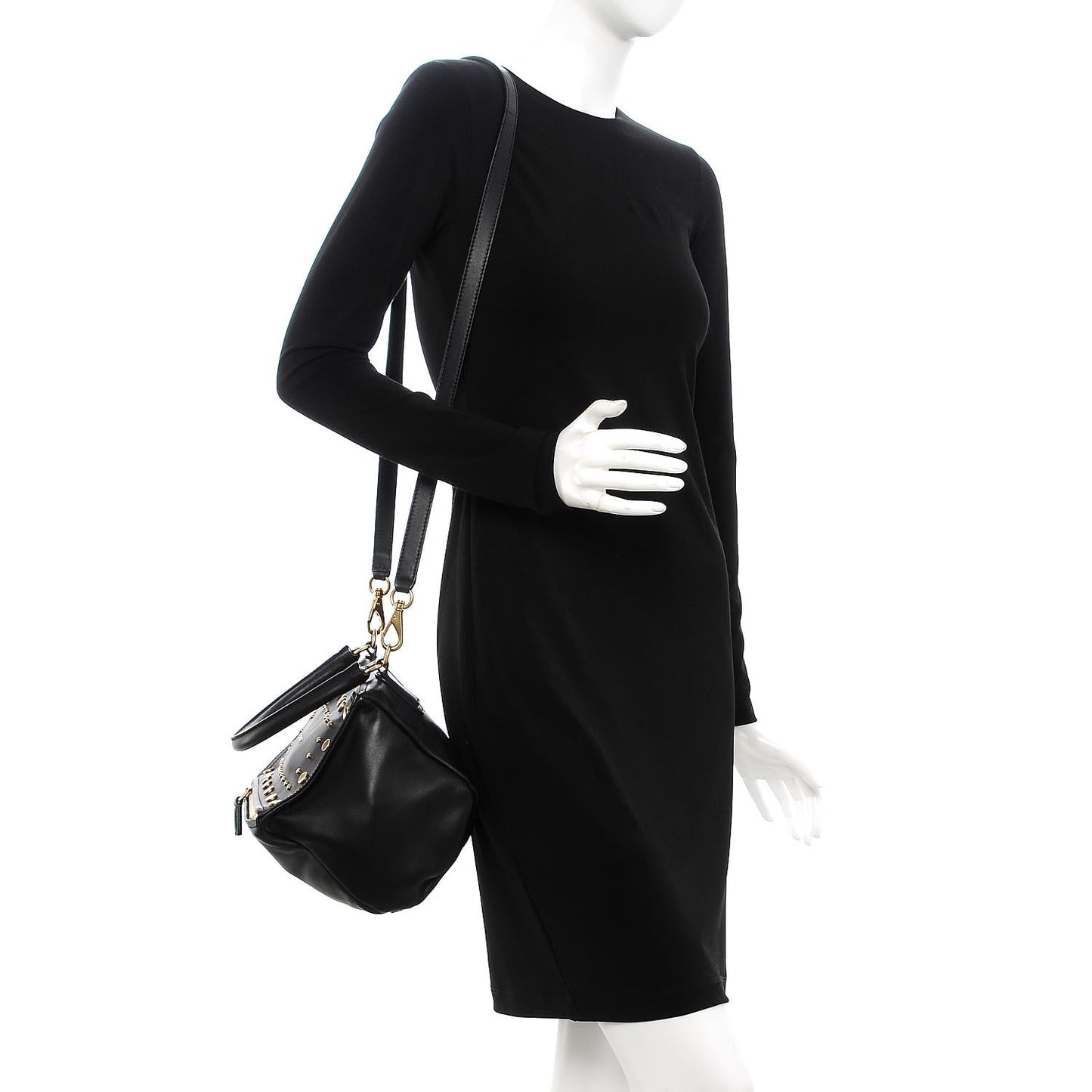 Calfskin Studded Small Pandora Black