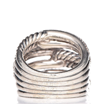 David Yurman Sterling Silver Diamond 19mm Labyrinth Triple Loop Ring 52 6 4 of 6