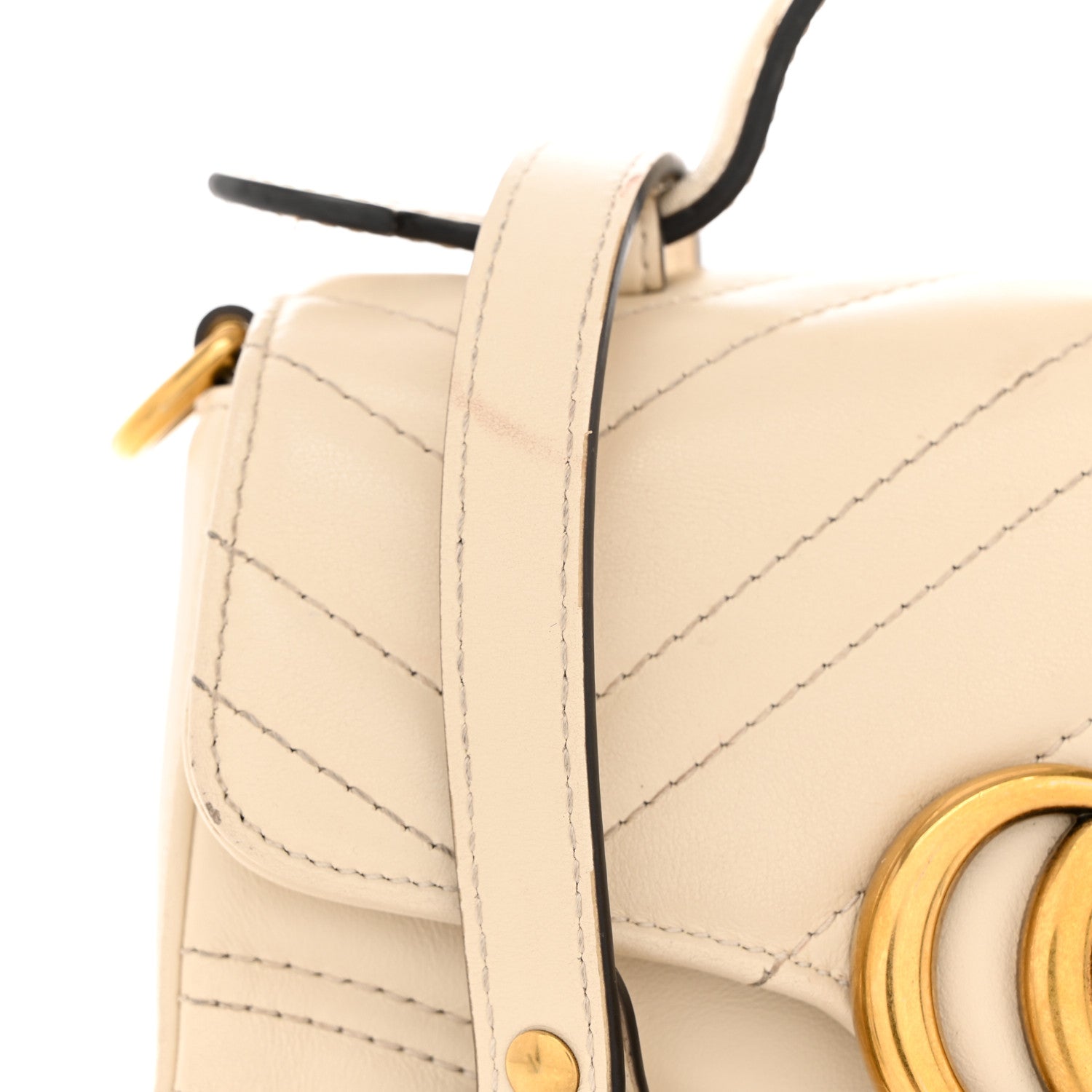 Gucci Calfskin Matelasse Mini GG Marmont Top Handle Shoulder Bag White 16 of 16