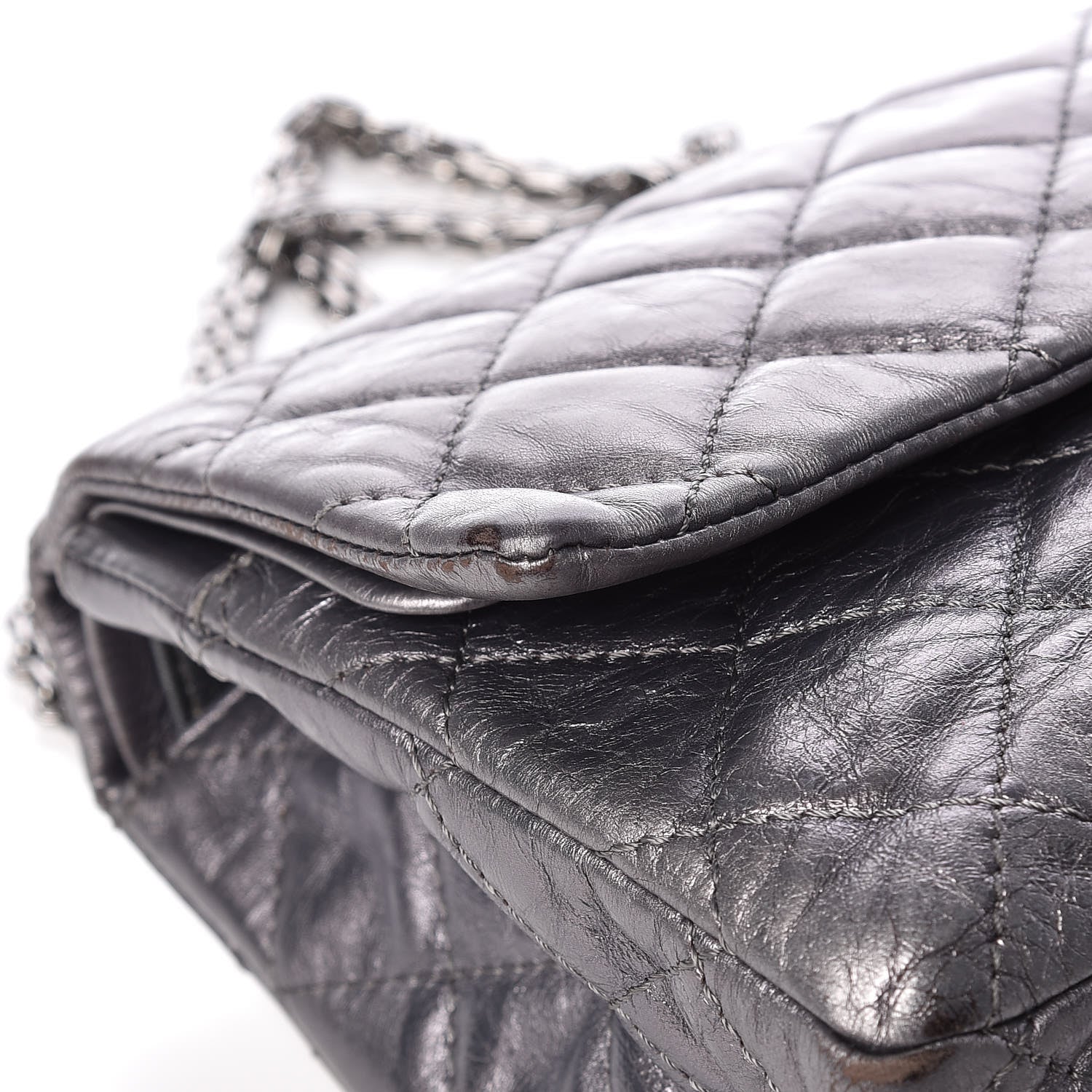 Chanel Metallic Aged Calfskin Quilted 2.55 Reissue 227 Flap Dark Silver 15 of 20