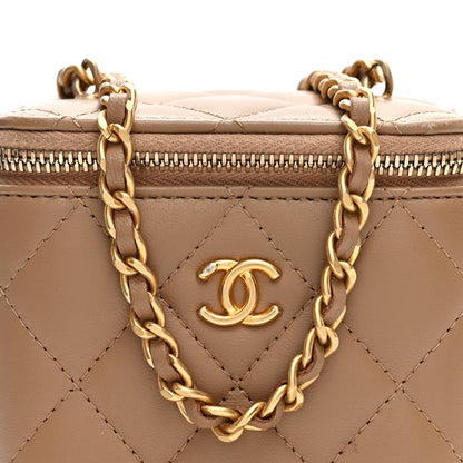 Chanel Lambskin Quilted Pearl Crush Mini Vanity Case With Chain Beige 8 of 11