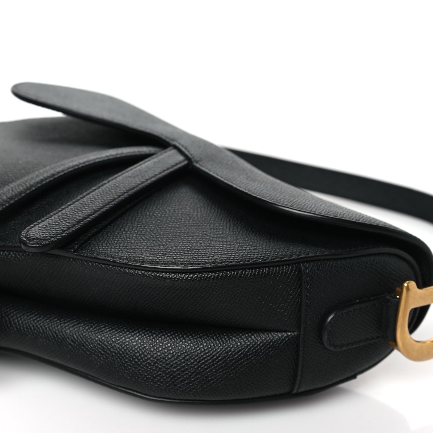 Grained Calfskin Saddle Bag Black