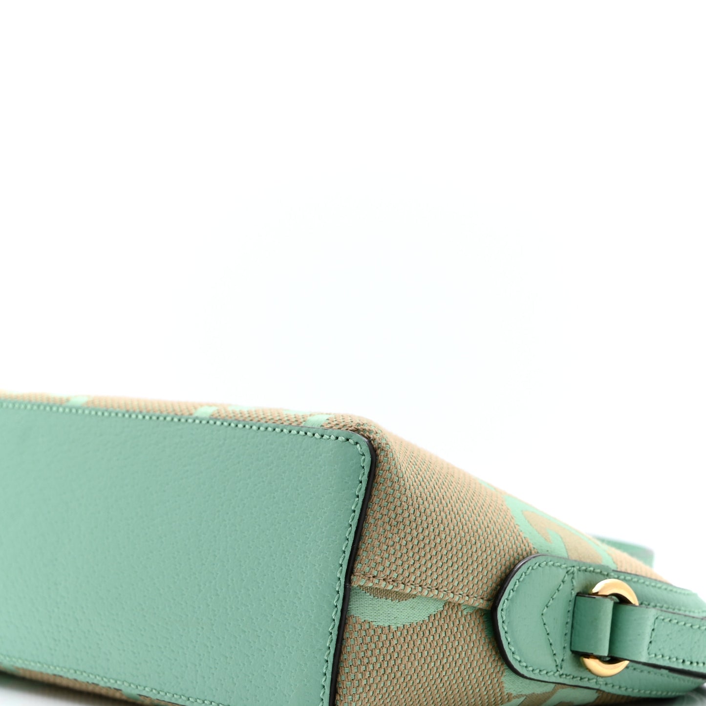 Monogram Jumbo GG Textured Dollar Calfskin Small Ophidia Dome Shoulder Bag Beige Pepperlight Mint
