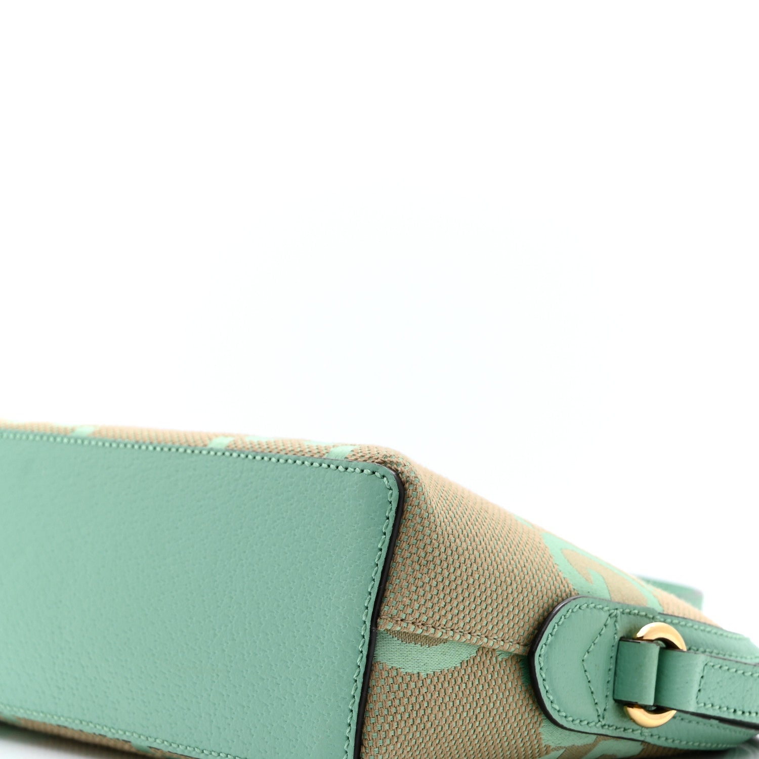 Gucci Monogram Jumbo GG Textured Dollar Calfskin Small Ophidia Dome Shoulder Bag Beige Pepperlight Mint 10 of 10