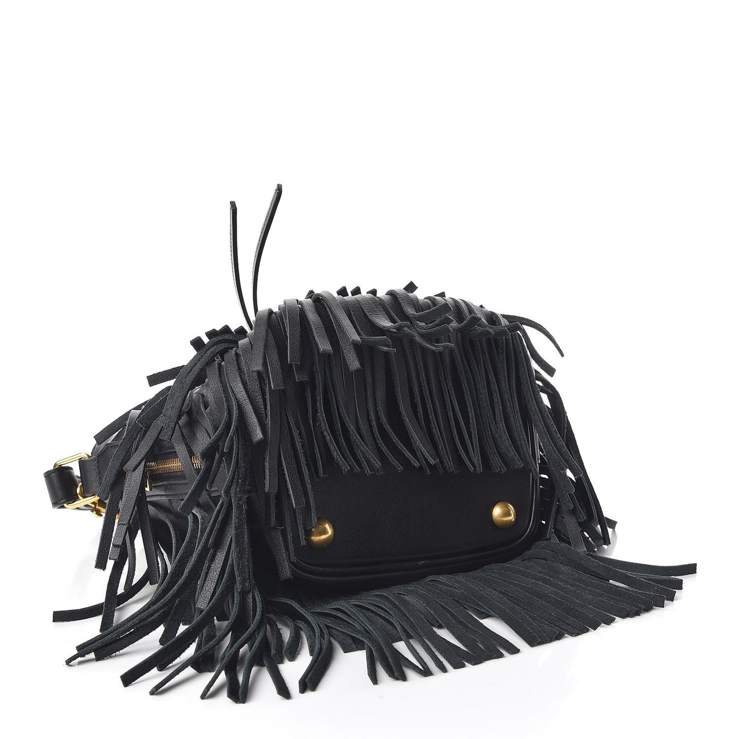 Calfskin Small Emmanuelle Fringe Hobo Bag Black