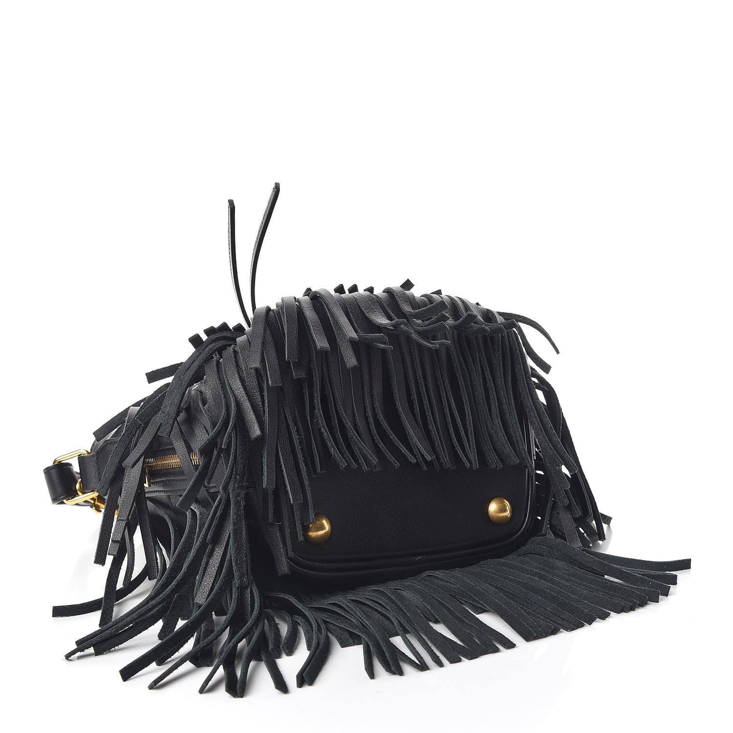Saint Laurent Calfskin Small Emmanuelle Fringe Hobo Bag Black 4 of 9
