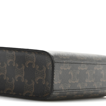 Celine Triomphe Canvas Calfskin Mini Vertical Cabas Tan 8 of 9