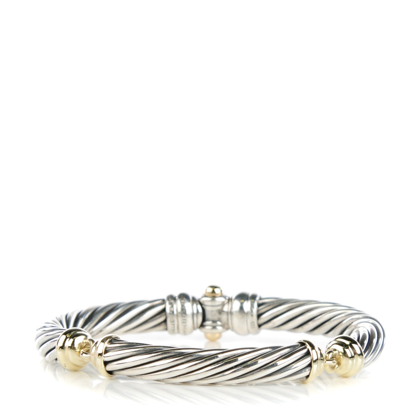 Sterling Silver 14K Yellow Gold 7mm Metro Cable Bracelet