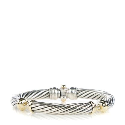 David Yurman Sterling Silver 14K Yellow Gold 7mm Metro Cable Bracelet 1 of 6