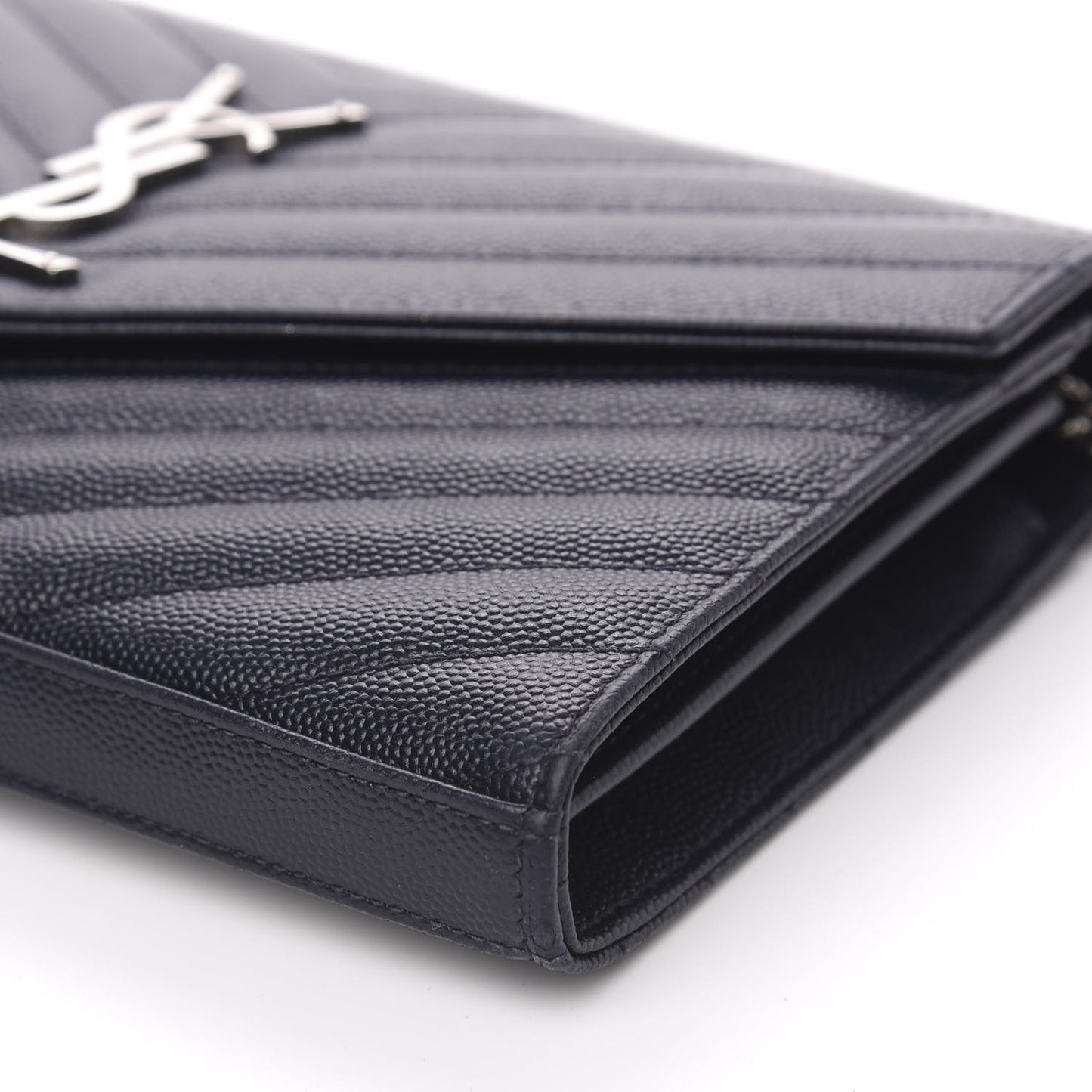 Grain De Poudre Matelasse Chevron Monogram Chain Wallet Deep Marine