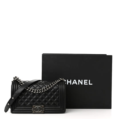 Chanel Lambskin Quilted Medium Boy Flap Black 12 of 12