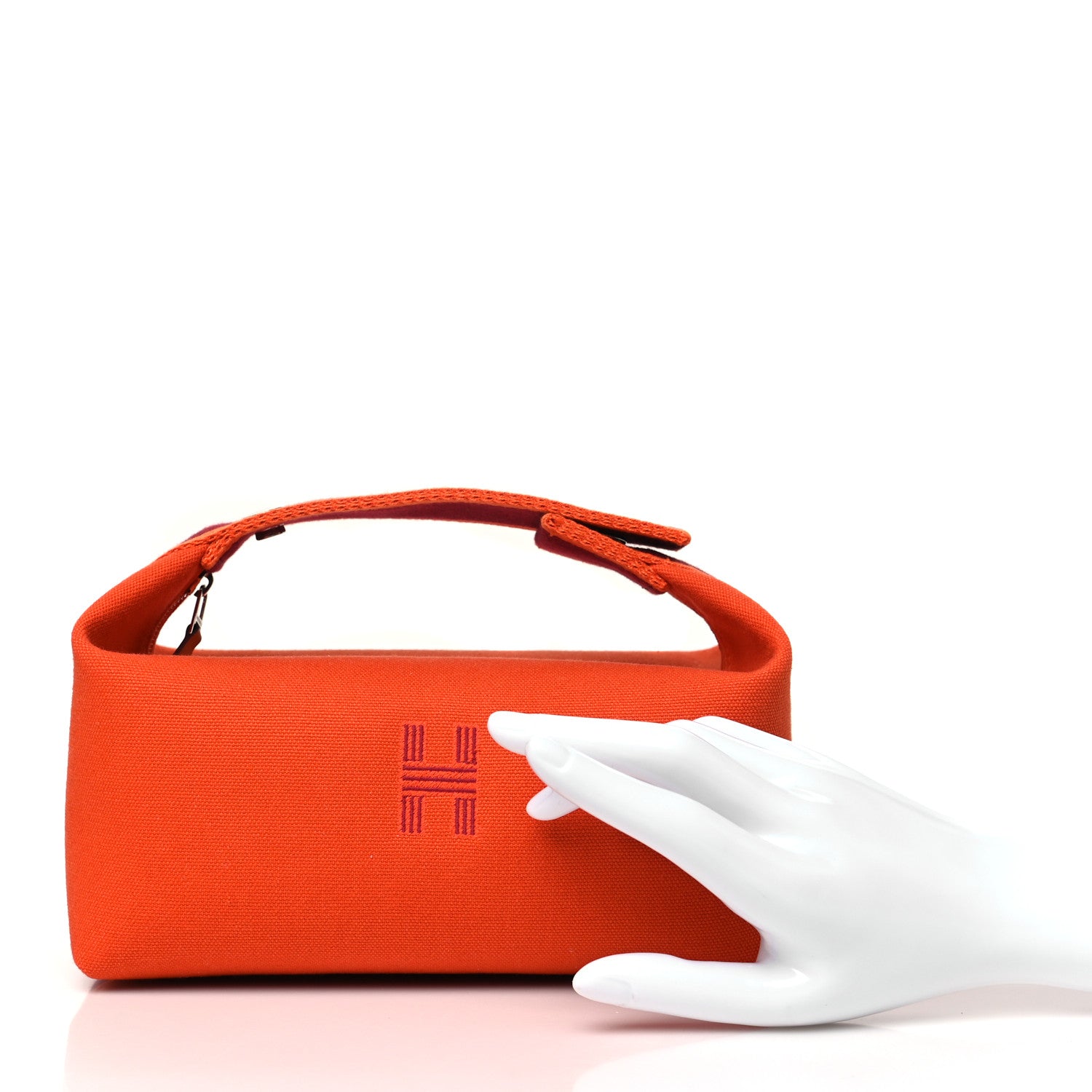 Hermes Canvas Small Bride-A-Brac Pouch Orange Burgundy 2 of 8