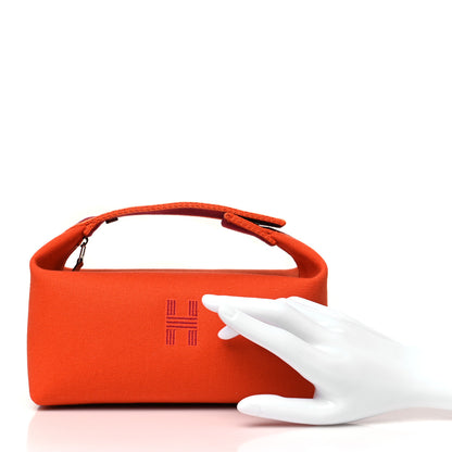 Hermes Canvas Small Bride-A-Brac Pouch Orange Burgundy 2 of 8