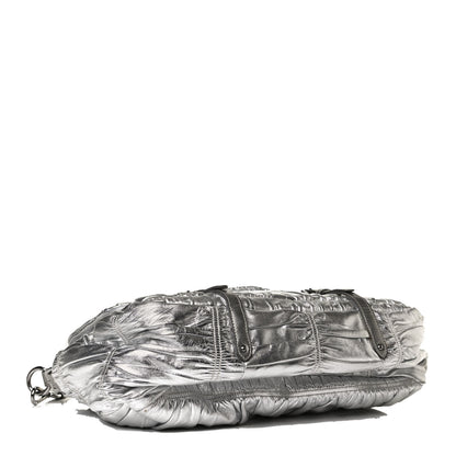Prada Metallic Nappa Gaufre Messenger Tote Silver 4 of 14